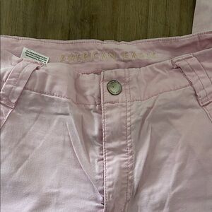 American Eagle Outfitters Light Pink Super High Rise Baggy Wide Leg Cargos